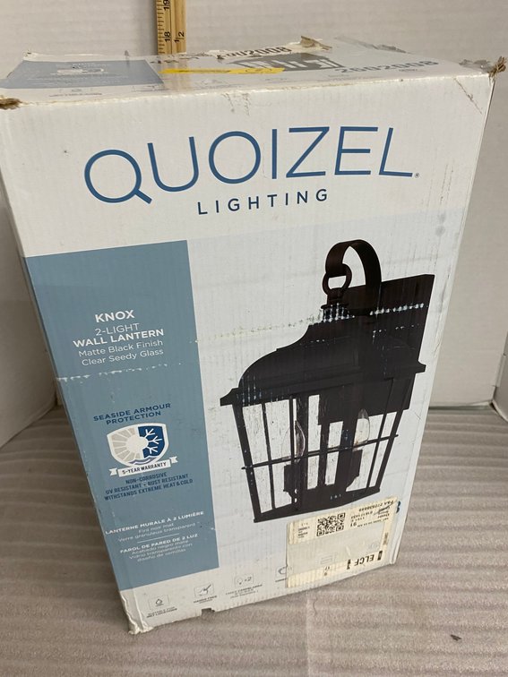 Quoizel Lighting Knox 2 light wall lantern-matte black finish with clear seedy glass