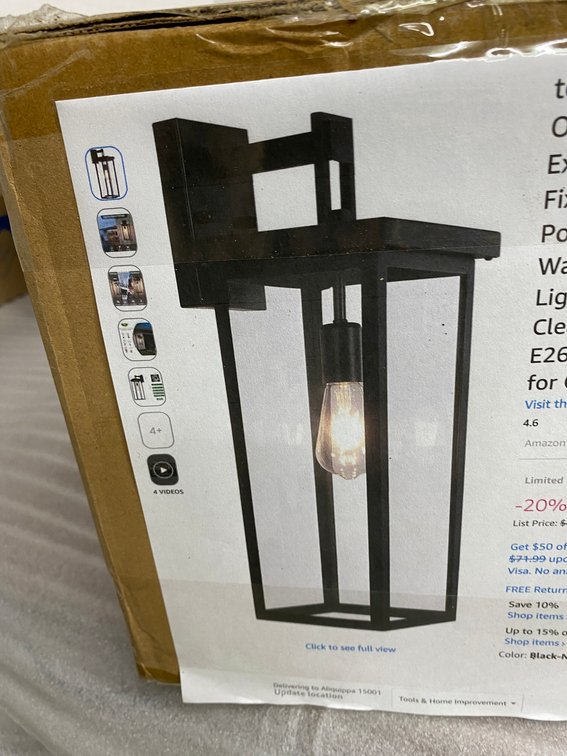 Tewei large size outdoor wall lantern-matte black- waterproof with clear glass shade