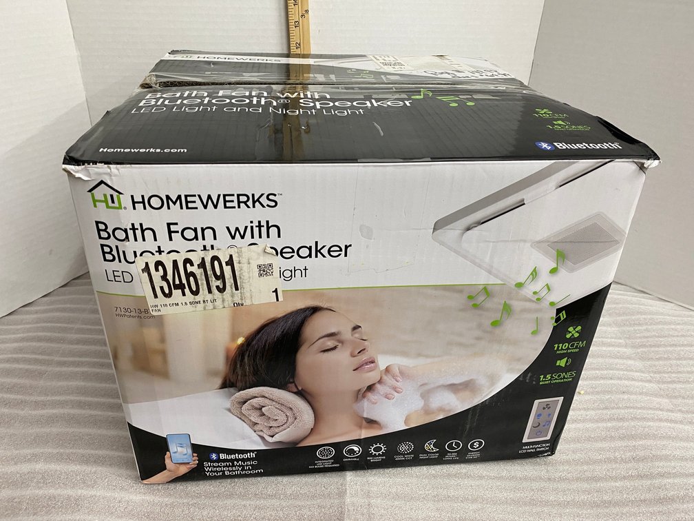 HomeWorks bath fan with Bluetooth speaker LED light