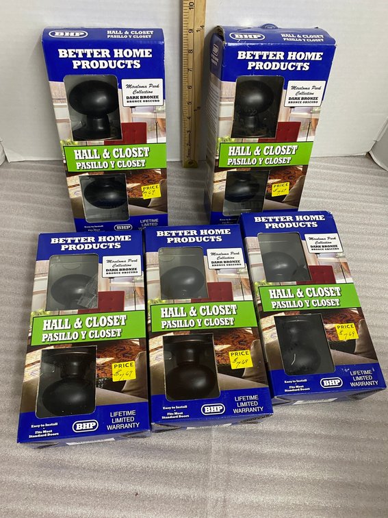 5 Better Home Products Miralom Park Collection dark bronze hall and closet doorknobs