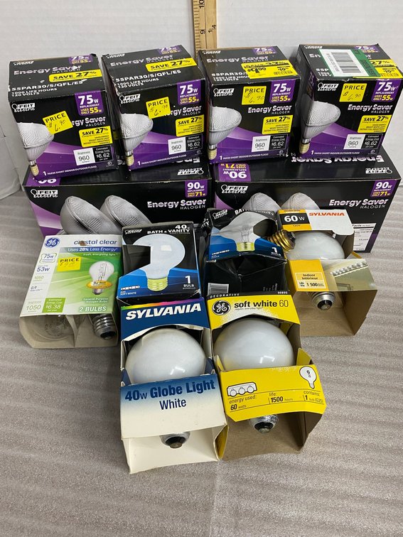 Lightbulbs-90 watt floodlights, vanity lightbulbs
