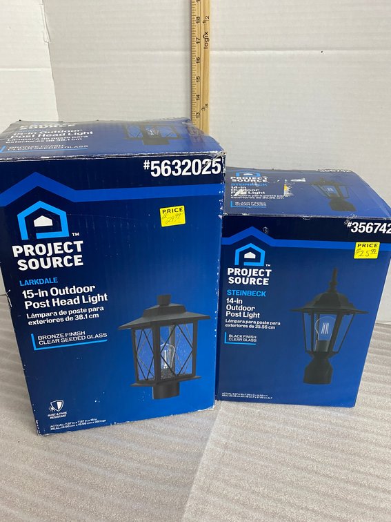 2 Project Source post lights-one is Larkdale 15", 1 is a Steinbeck 14"
