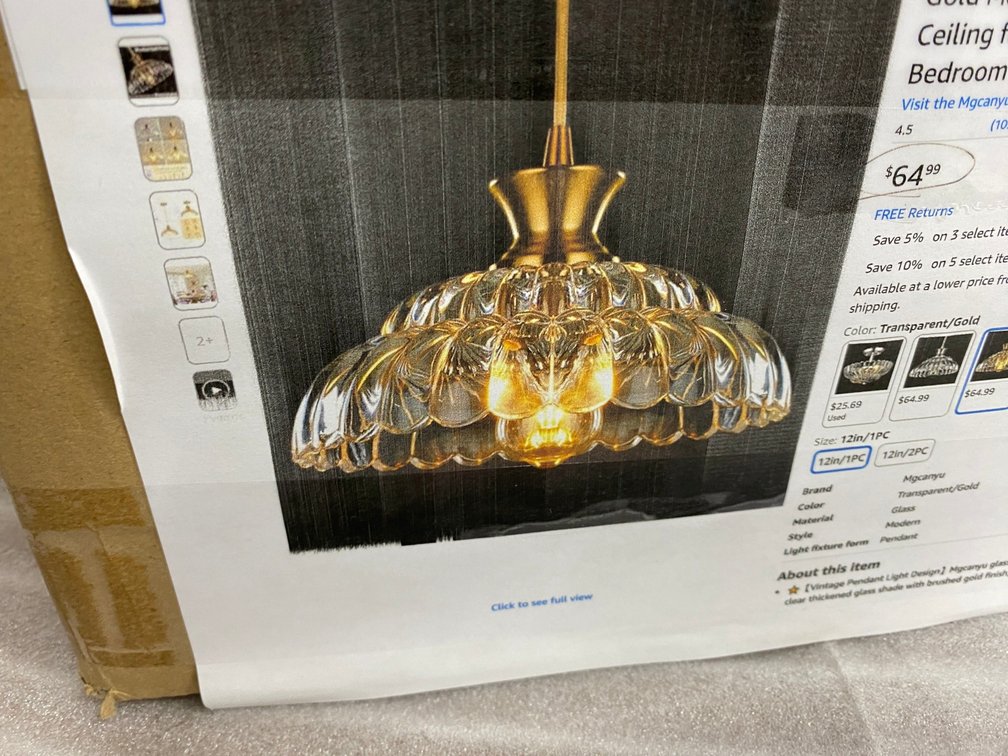 Glass kitchen island pendant light-vintage lighting style glass fixture-brush gold