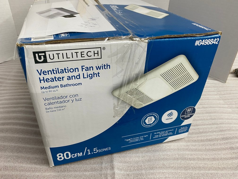 Utilitech ventilation fan with heater and light-medium bathroom up to 80 square feet