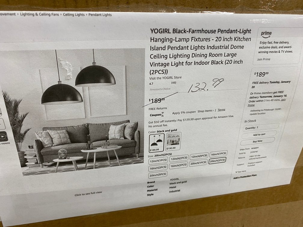Yogirl black farmhouse pendant light fixture-20"-black