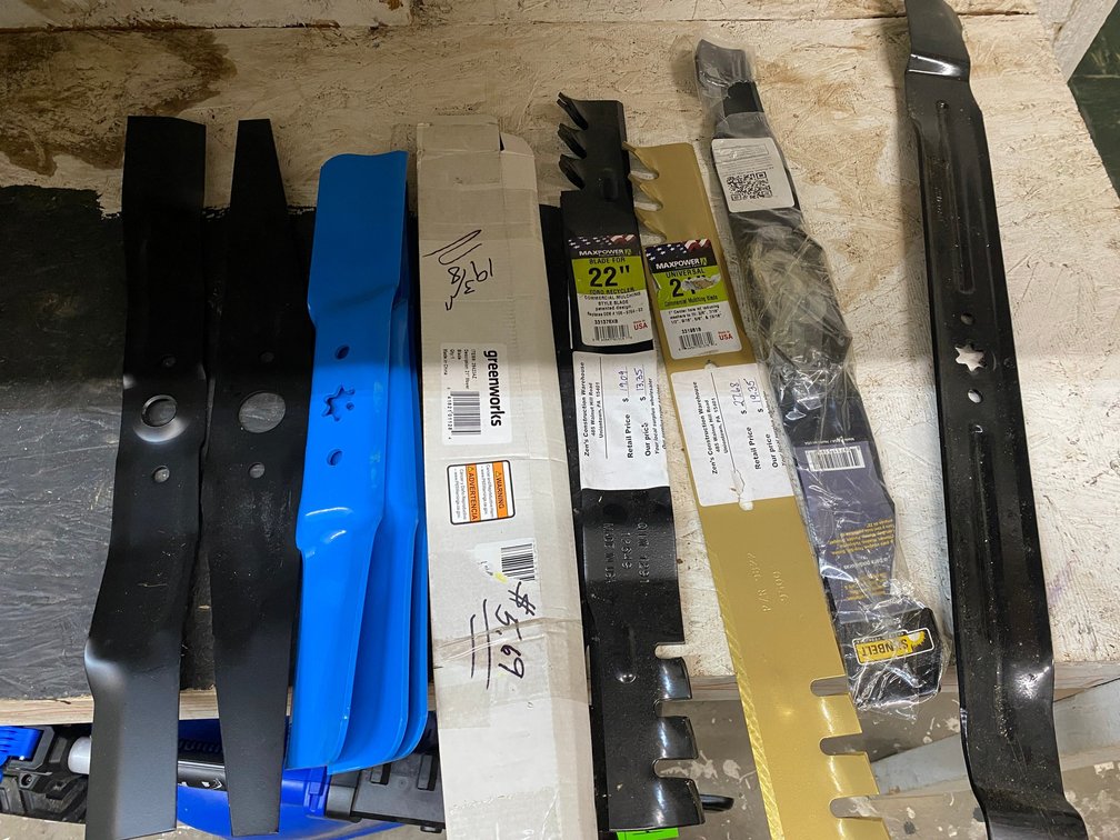 Lawnmower blades-some marked 22", some 21" and others