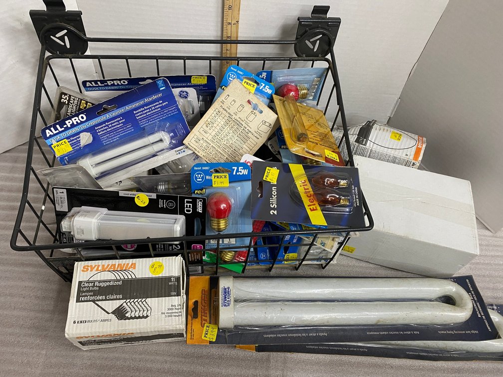 Assorted lightbulbs-some specialty bulbs, red bulbs, halogen bulbs