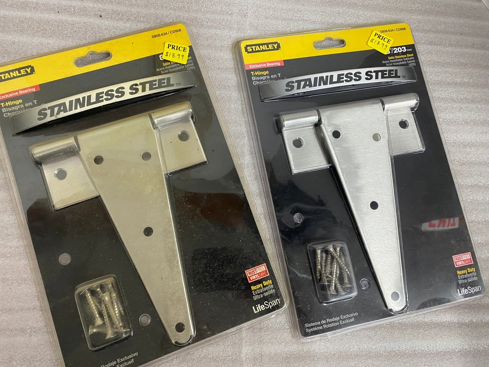 Pair of Stanley T-hinges-8" stainless steel
