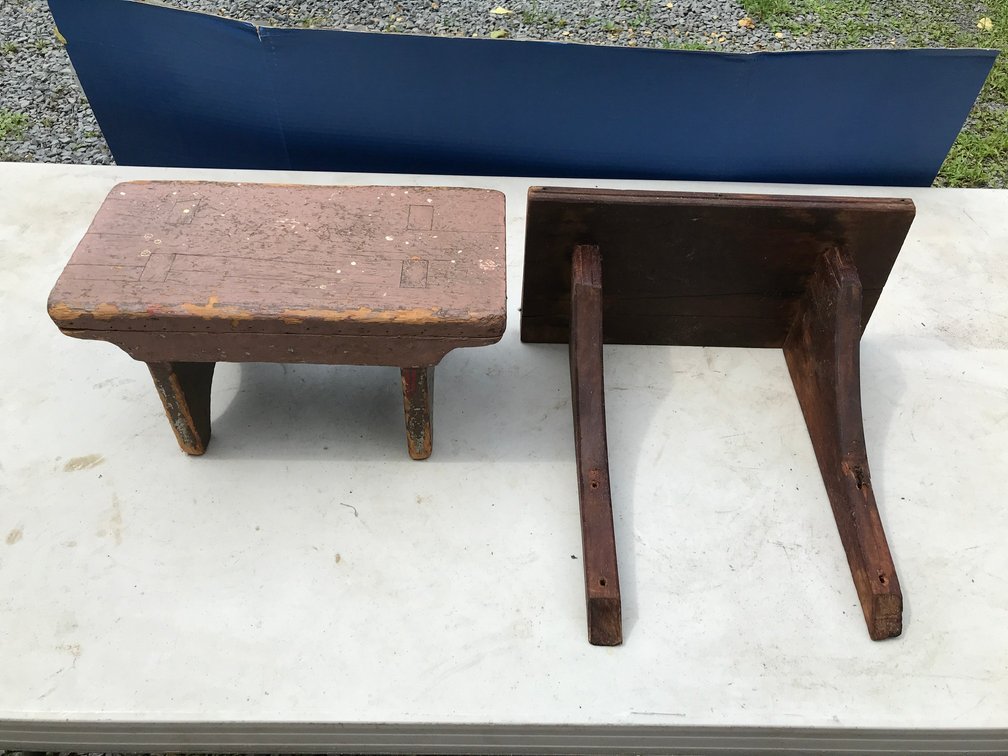 Primitive Milking Stool, Wall Hanging shelf