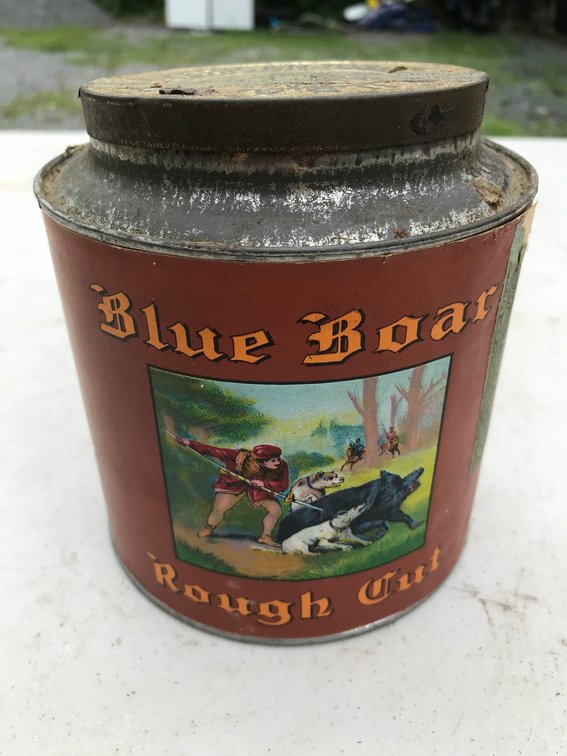 Vintage Blue Boar Tabacco Tin with Lid
