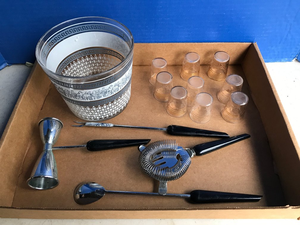 Ice Bucket, Shot Glasses, Martini Mixers