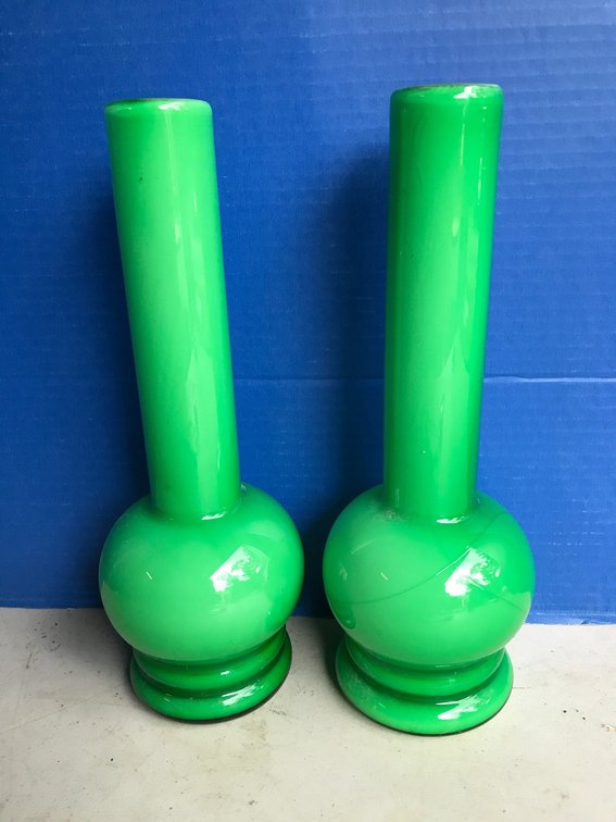 Green glass Vases