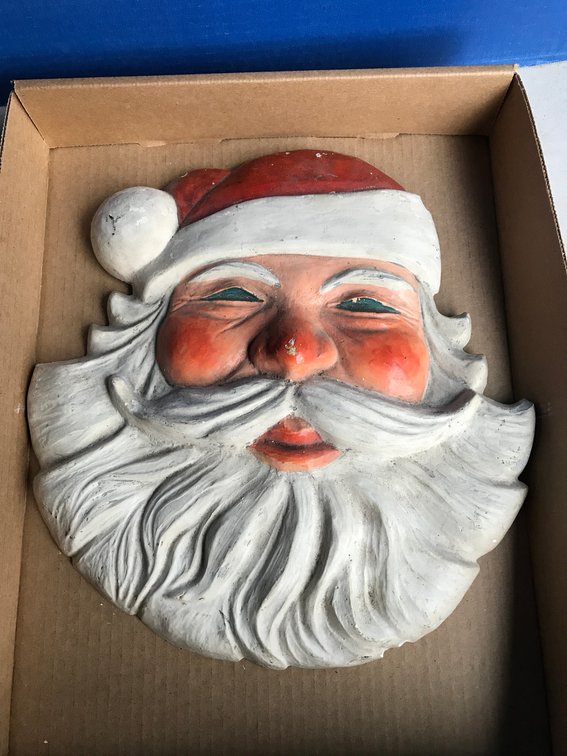 Large Plaster Santa Wall Hanging