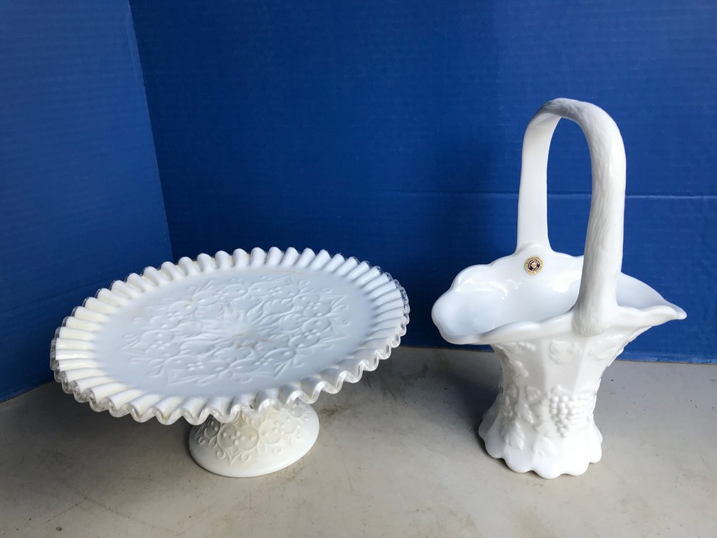 Fenton Cake Stand, Westmoreland Basket