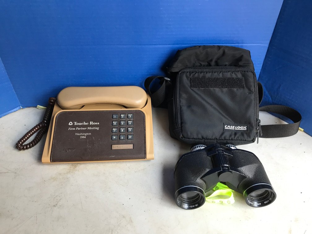 Vintage Telephone and Binoculars