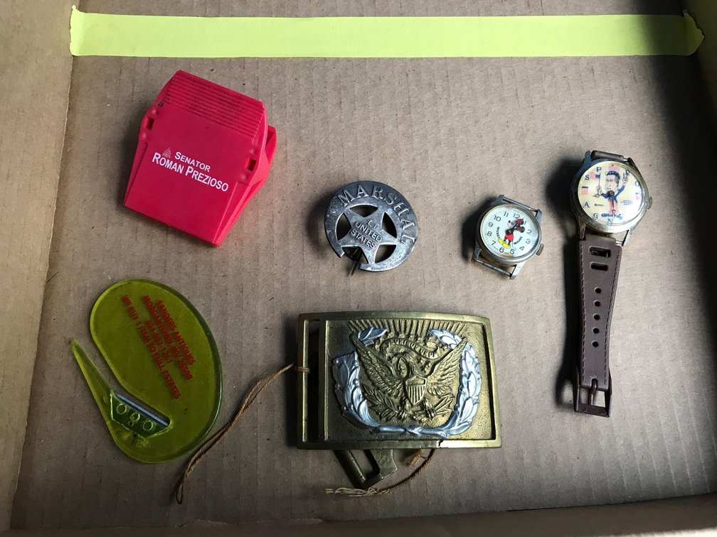 Mickey Mouse Watch, Spiro Agnew  Watch, Belt Buckle, Misc.