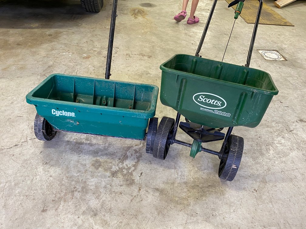 Scotts Walk Behind Spinner Spreader, Cyclone Drop Spreader
