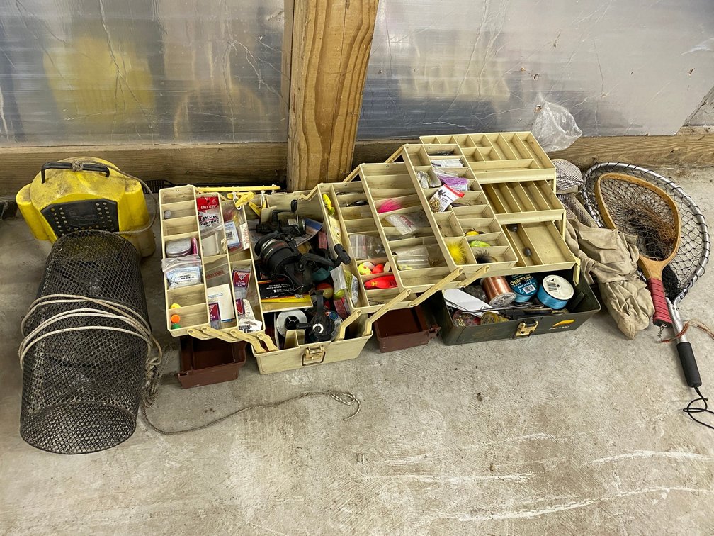 Fishing Supplies, Tackle boxes, Reels, Minnow traps, Nets, lures, Fishing Line