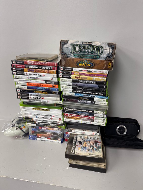 Large collection of video games from multiple generations