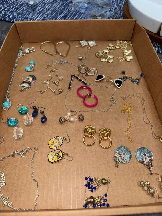 Mix lot of vintage custom jewelry-beaded necklaces, earrings, brooches