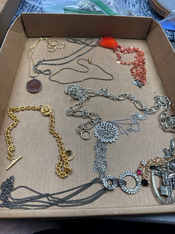Variety of metal chains and necklaces