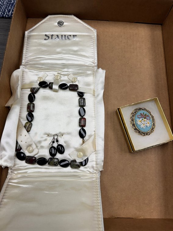 Beaded necklace and beaded earrings