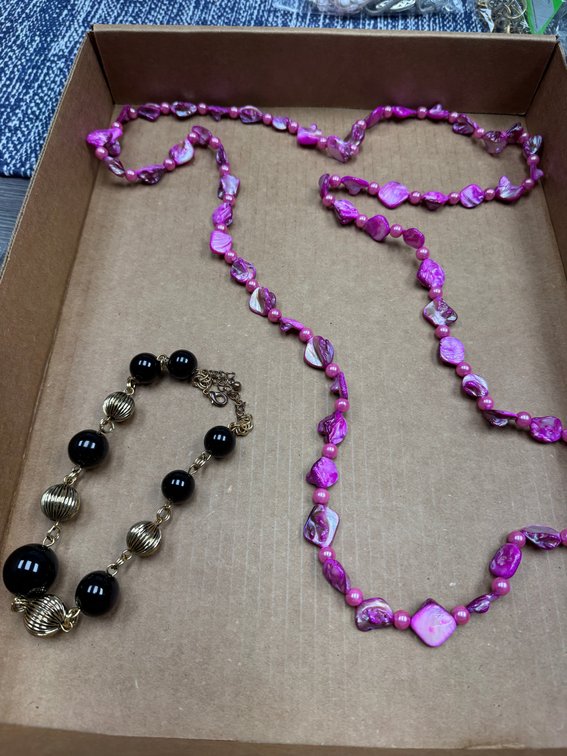 beaded necklaces-black and purple