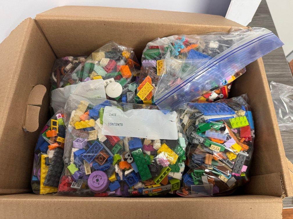 Box filled with LEGOs