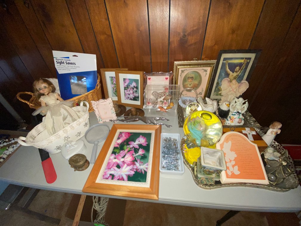 Assortment of small pictures and knickknacks