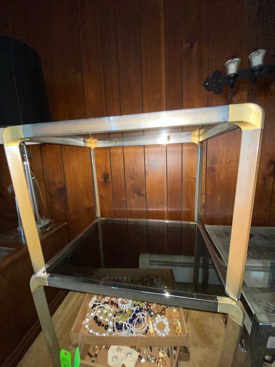 2 Chrome and glass end tables