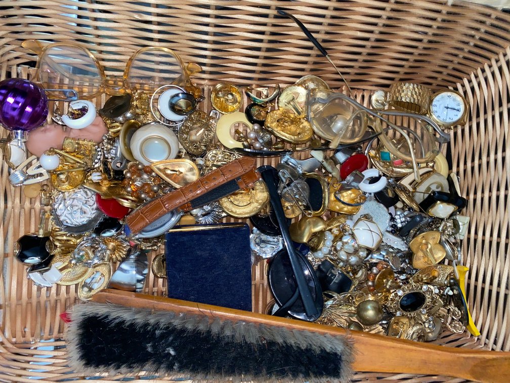 Basket of costume jewelry