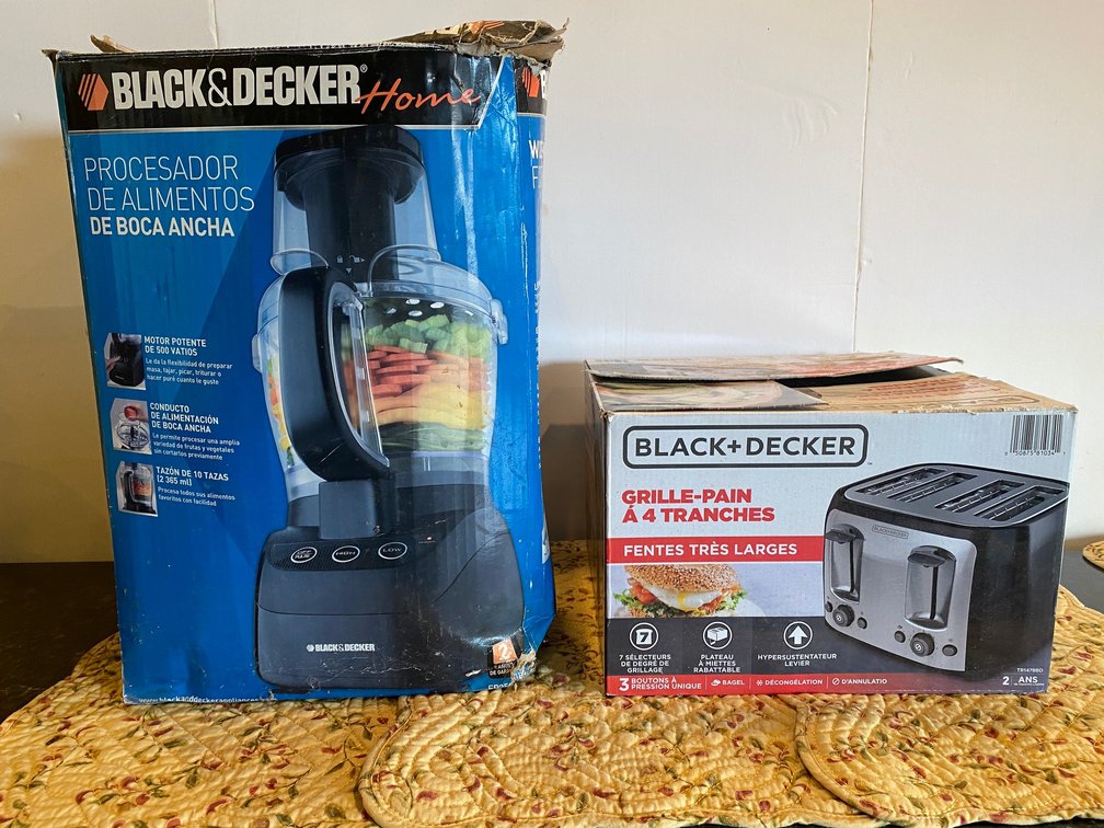 Black & Decker food processor, Black & Decker toaster