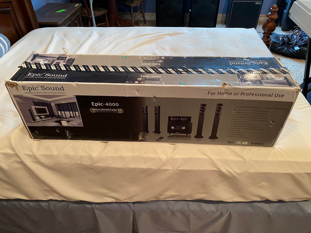 Epic Sound surround sound system in box