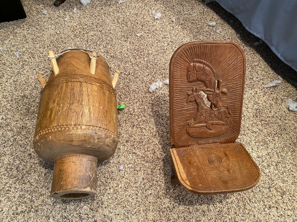 African birthing seat, African style drum