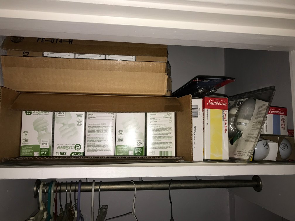 2 Cases of lightbulbs, additional lightbulbs
