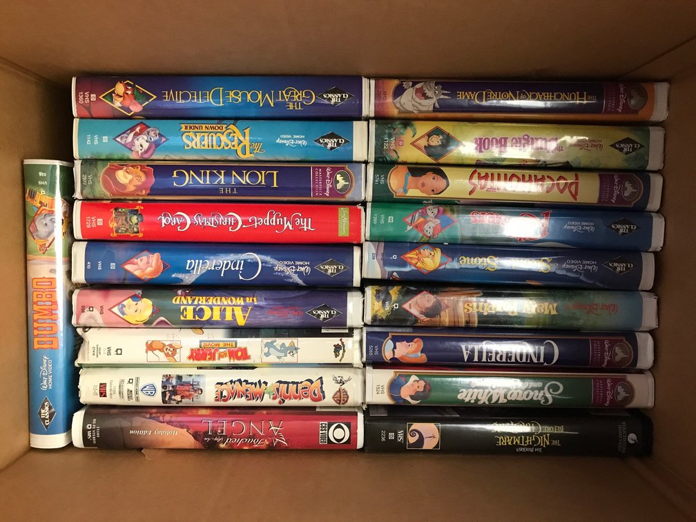 Box of VHS tapes