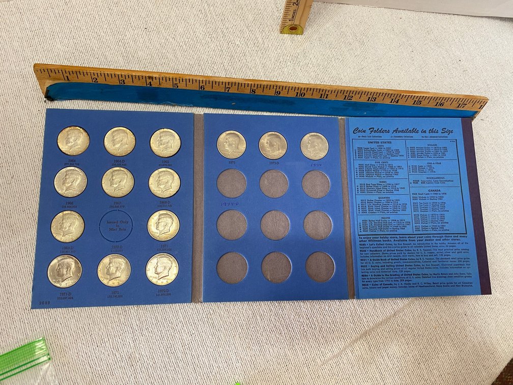 Kennedy half Dollars 2-1964 Half Dollars, 5-1965-1969 Kennedy Half Dollars, 7-1971-1974 Kennedy Half Dollars