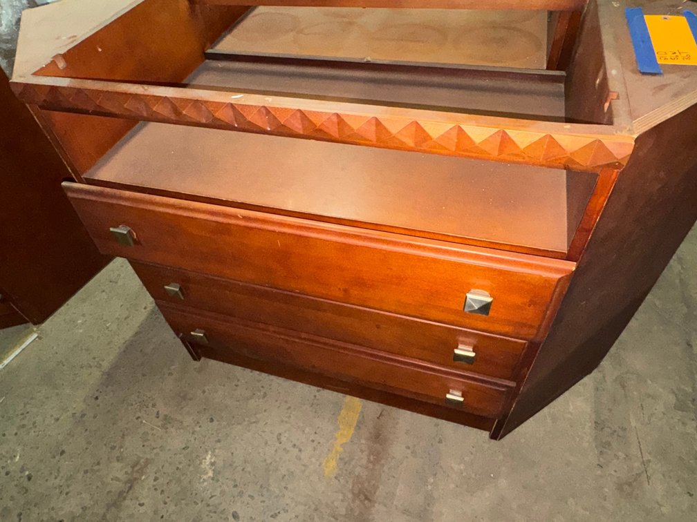 Three 3 drawer wooden corner dressers