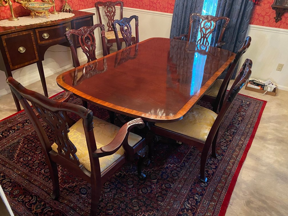 Mid Century Wooden Claw Foot Table with Matching Chairs