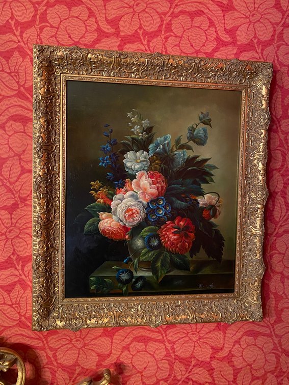 Framed Painting Flowers Signed