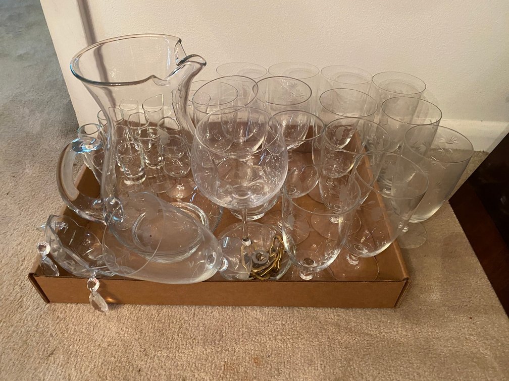 Collection Stem ware, Cups that are Wheel Cut, Pitcher, Small Glasses