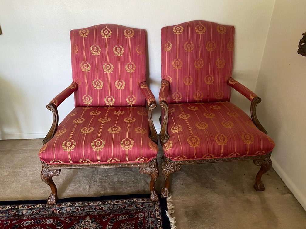 2-Wooden and Upholstered Vintage Chairs