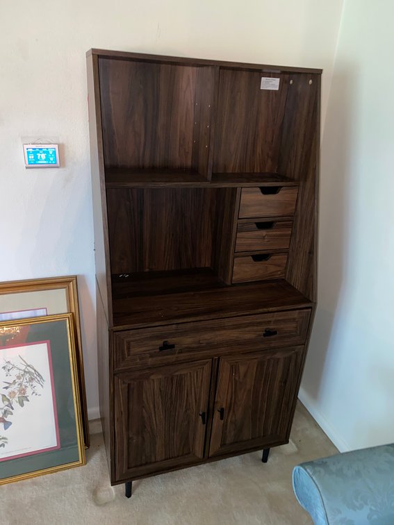 Mid Century Modern Desk or Hutch with Drawers and 2-Cabinet Doors