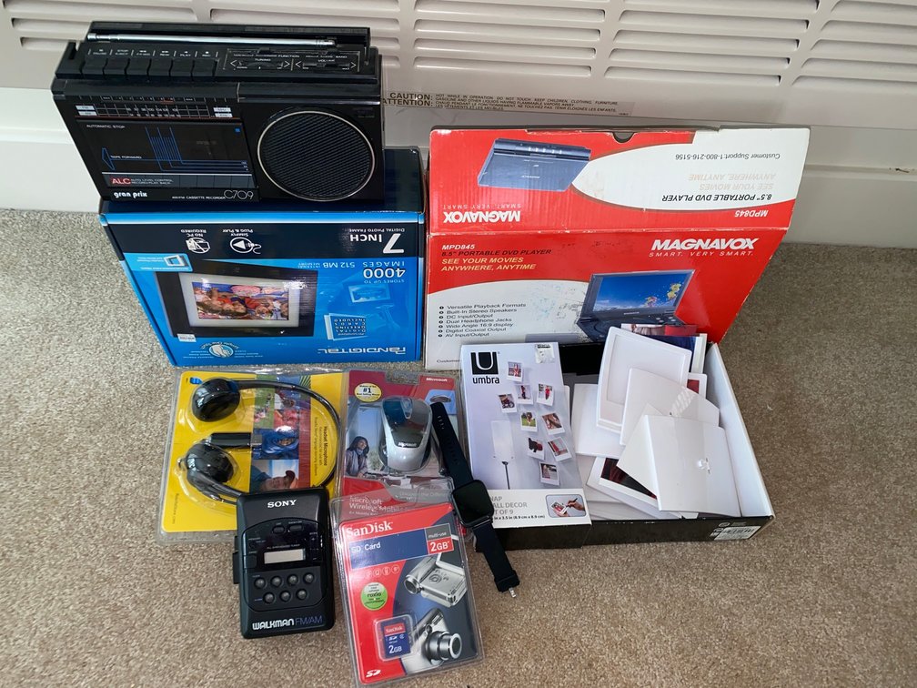 Digital Picture Frame, Portable DVD Player, Microsoft Mouse, SD Card, More