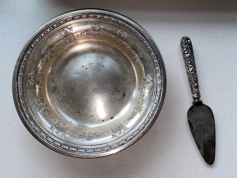 Small Sterling Bowl, Cake Server is Possibly Sterling as Well