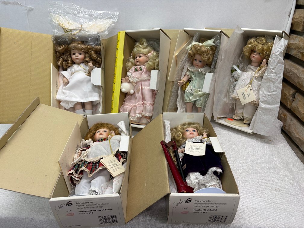 6-Marie Osmond Miracle Children Porcelain Dolls Boxed