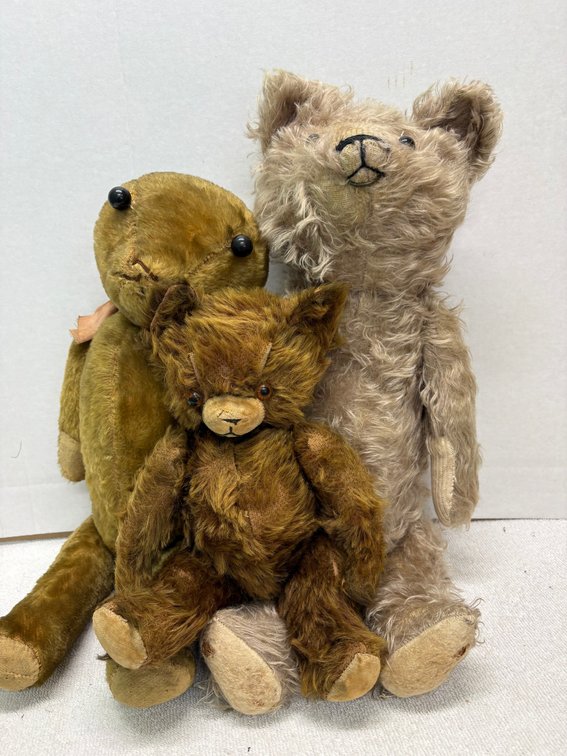 3-Antique Teddy Bears