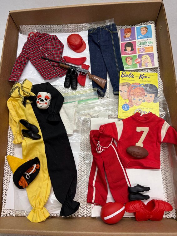 Ken vintage outfits: Masquerade, Going Hunting, Football, & Track