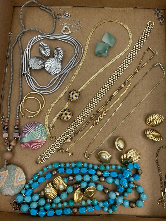 Ladies' costume jewelry including earrings and necklaces