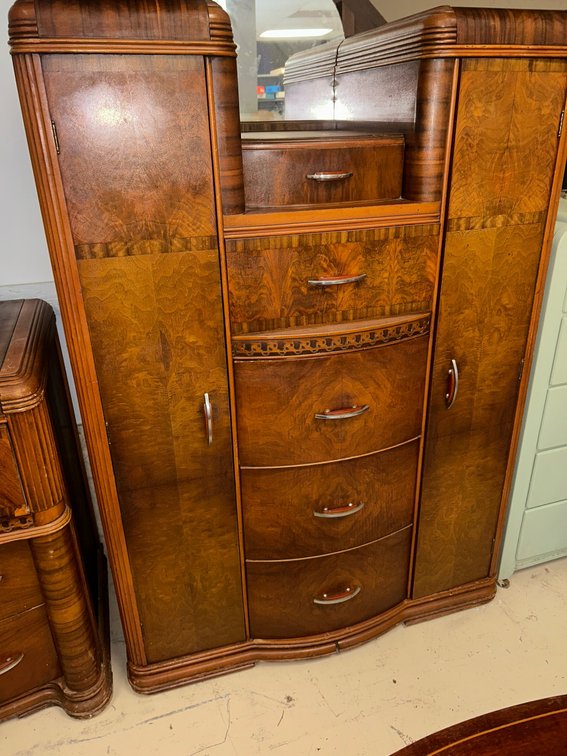 Vintage 1930s Art Deco waterfall chifforobe